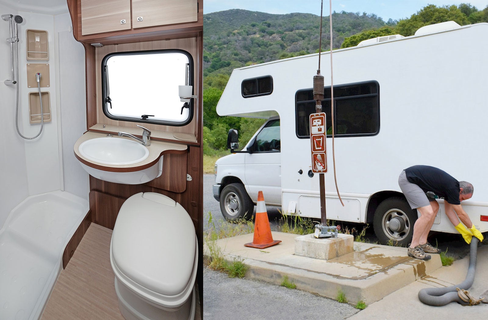 Portable RV/camper toilet and holding tank setup in Rowlett, Texas